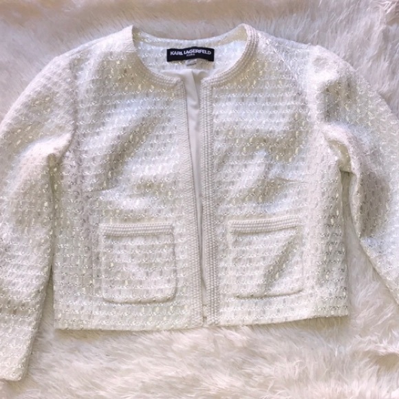 Karl Lagerfeld Tweed Crop Jacket - Picture 2 of 14